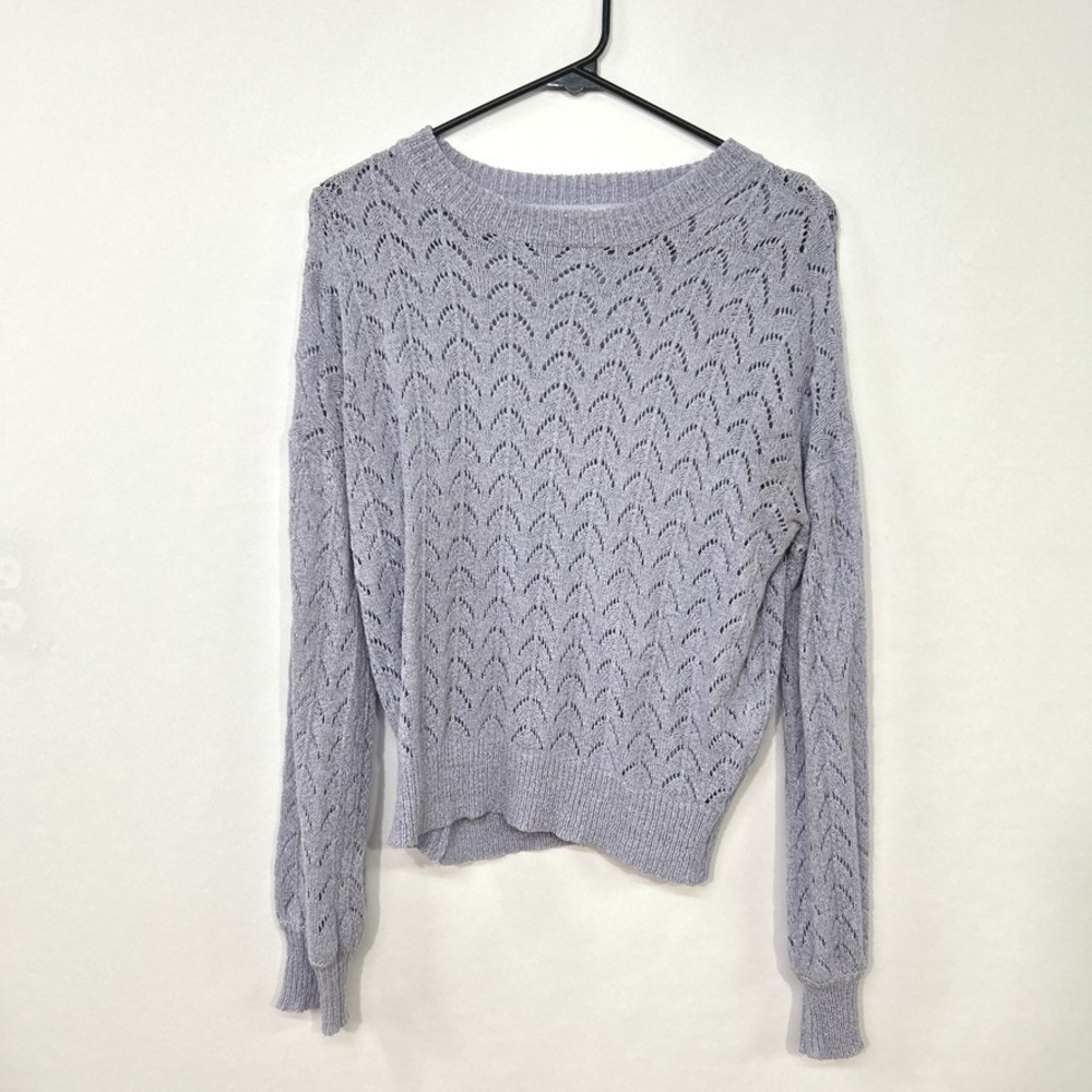Gilli Lavender Pointelle Knit Sweater Romantic‎ Soft Girl Coquette Minimalist M
